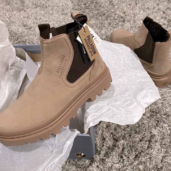 PALLADIUM Pallatrooper Chelsea Waterproof Boot in Nude Brown Size 9 - Picture 4 of 10
